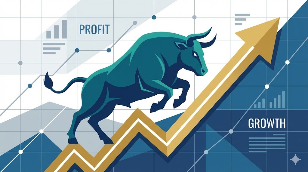 Bull market bank stocks growth analysis Investment Concept Visual