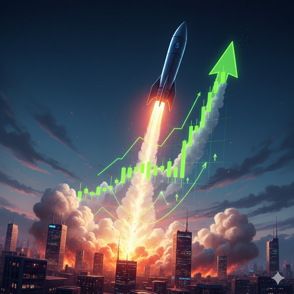 Stock market bullish chart going up Stock Exchange Concept