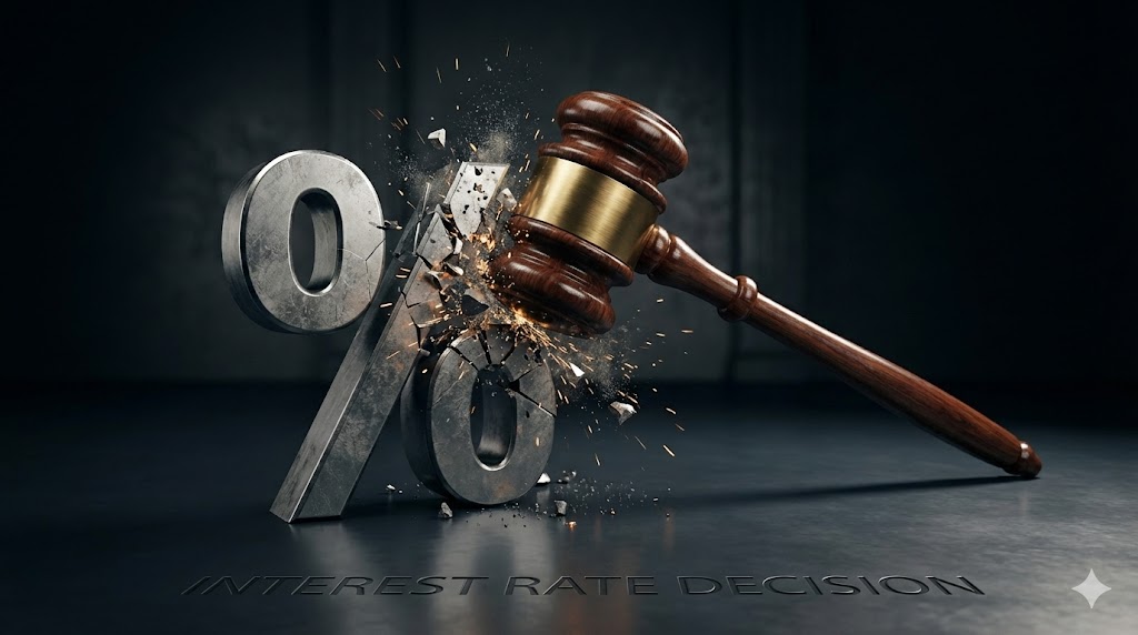 Federal Reserve building with interest rate decision concept