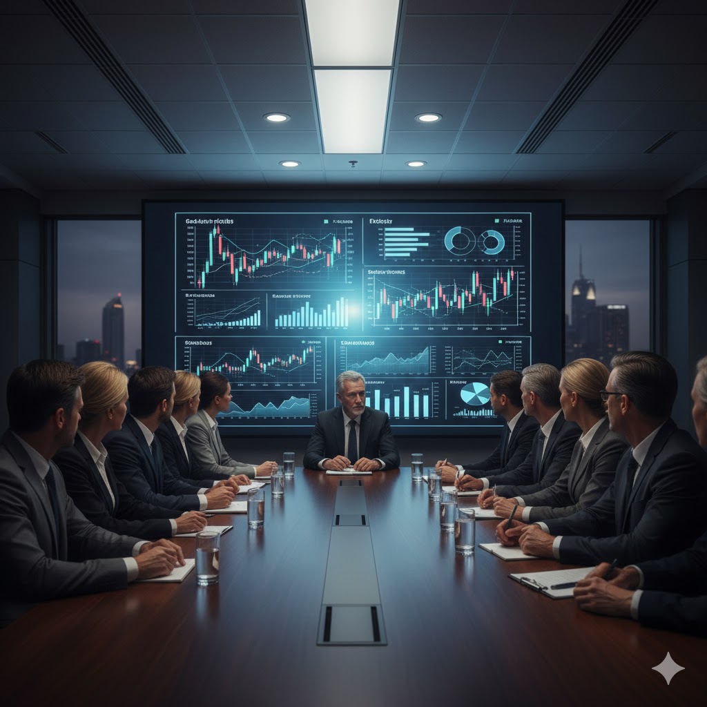 Business deal meeting table representing IPO fundraising and valuation Global Economy Image