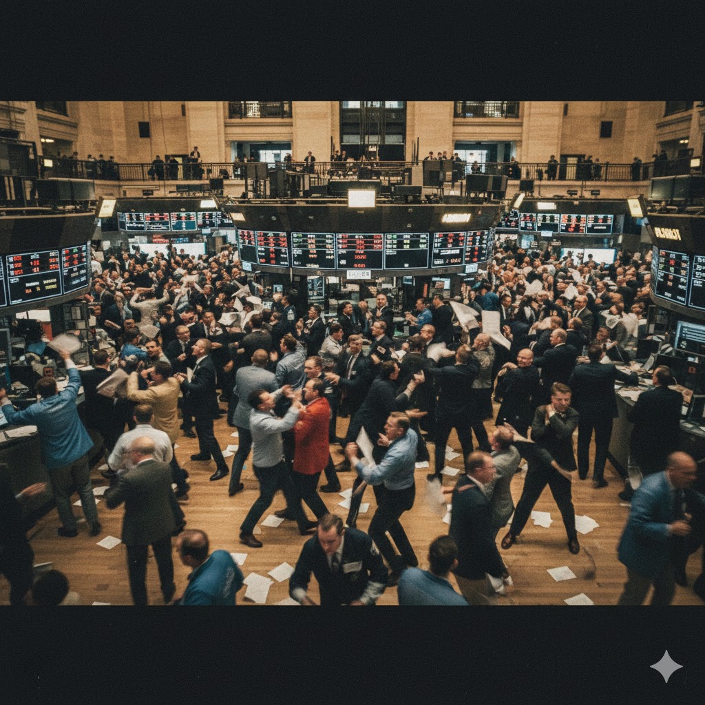 Professional trading desk monitoring stock market Stock Exchange Concept