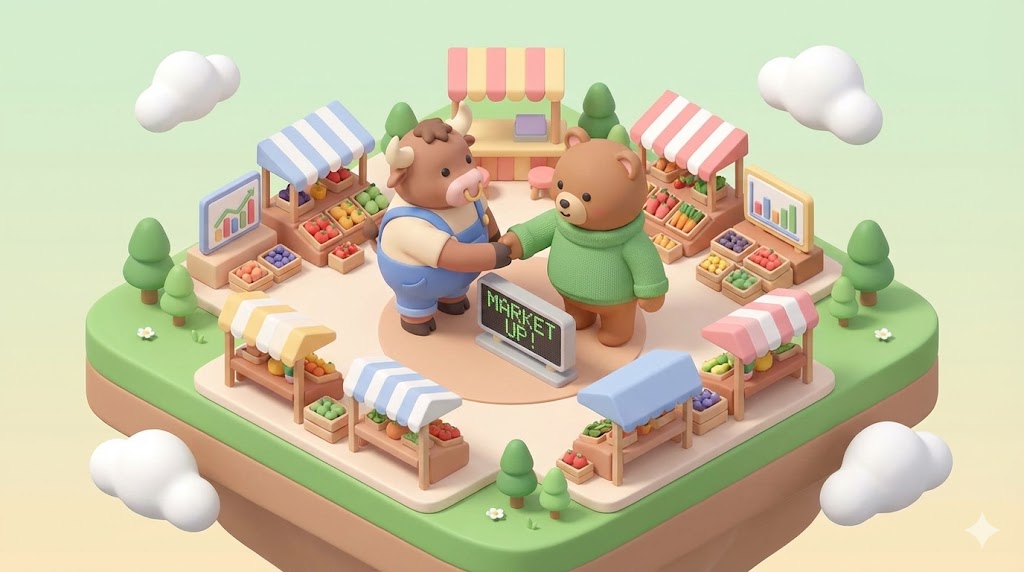 Bull and Bear Market Battle Economic Flow Reference