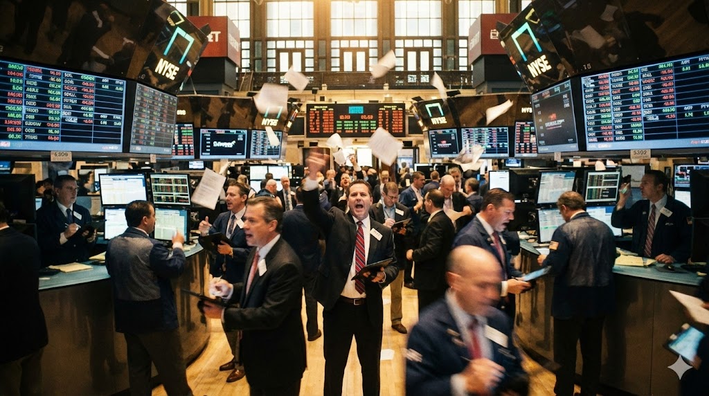 Bull and bear market symbols representing banking sector volatility Investment Concept Visual
